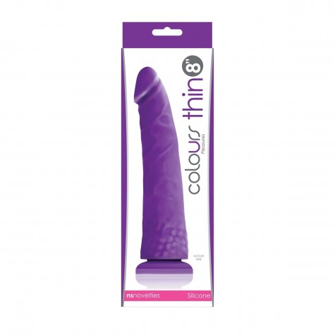 Фиолетовый фаллоимитатор без мошонки Pleasures Thin 8 Dildo - 20 см.