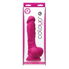 Розовый реалистичный фаллоимитатор с мошонкой Colours Pleasures 7 Dildo - 17,8 см.