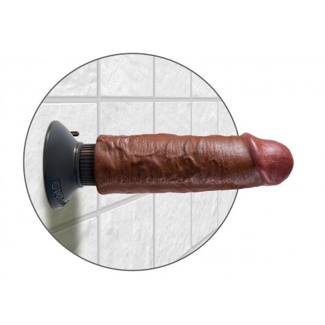 Коричневый вибратор 6" Vibrating Cock - 17,8 см.